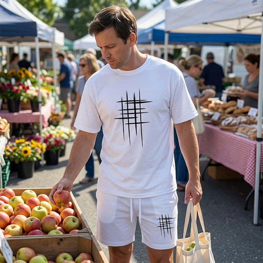 👕 LIMITED-TIME 50% OFF! ✨ Men's Casual 2-Piece Set – Heat Transfer Print, Loose Fit, Cotton Blend ☀️