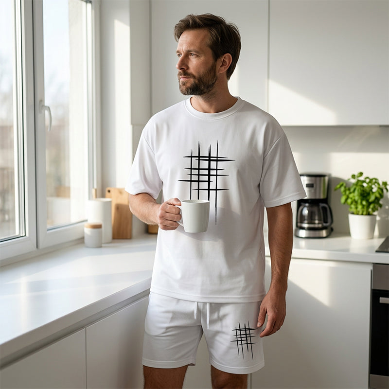 👕 LIMITED-TIME 50% OFF! ✨ Men's Casual 2-Piece Set – Heat Transfer Print, Loose Fit, Cotton Blend ☀️