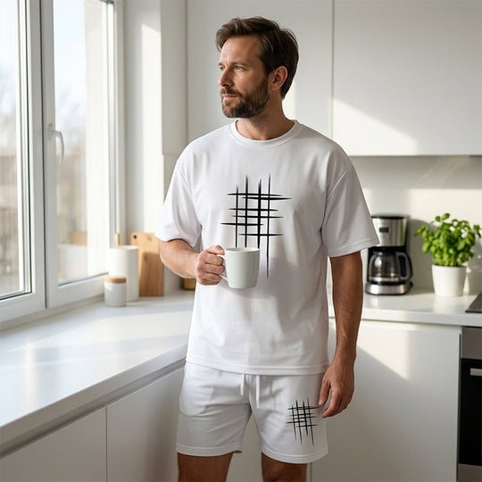 👕 LIMITED-TIME 50% OFF! ✨ Men's Casual 2-Piece Set – Heat Transfer Print, Loose Fit, Cotton Blend ☀️