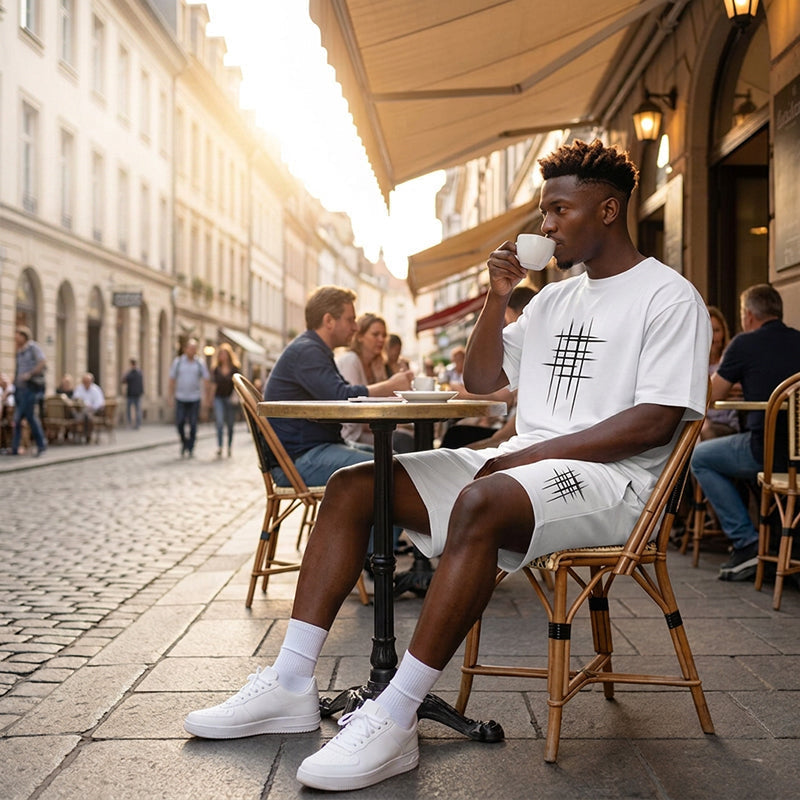 👕 LIMITED-TIME 50% OFF! ✨ Men's Casual 2-Piece Set – Heat Transfer Print, Loose Fit, Cotton Blend ☀️