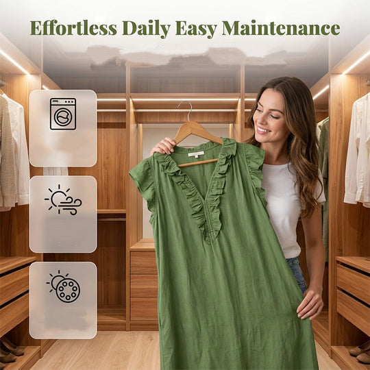 👗 LIMITED-TIME 50% OFF! ✨ Women's V-Neck Ruffle Dress – Sleeveless, Pockets, Flowy Summer Style 🌼