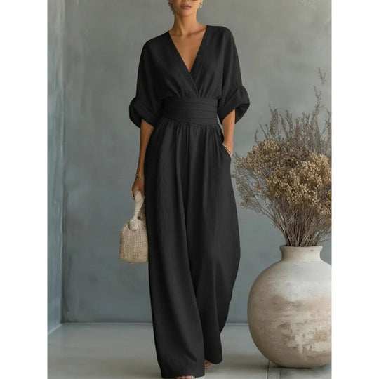 ⌛50% Off💟Women's V-Neck High Waist Wide Leg Jumpsuit