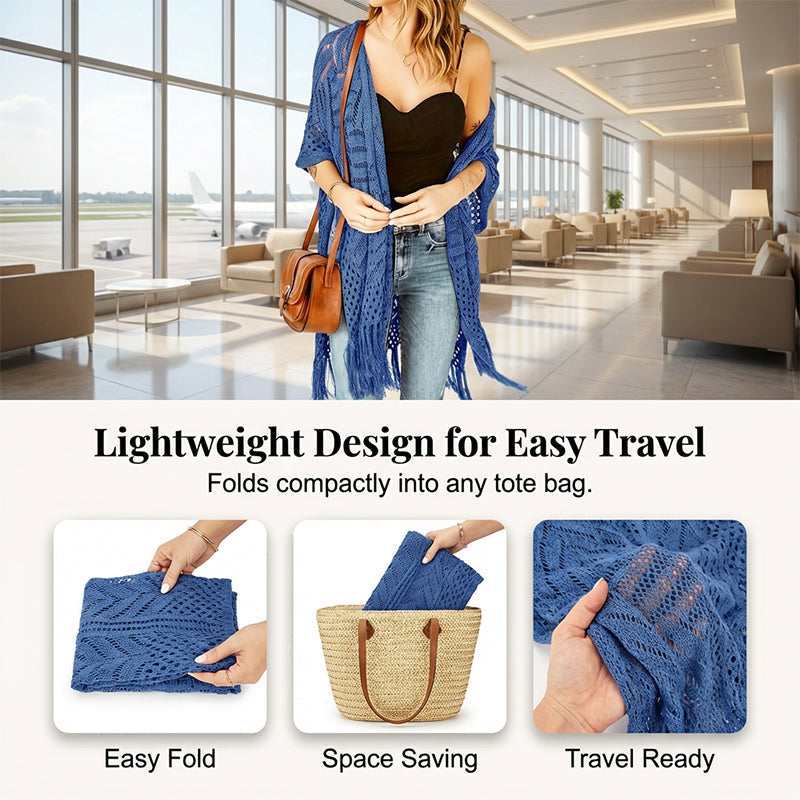 Women’s Oversized Knit Cardigan – Lightweight Crochet Tassel Kimono for Spring & Summer 🌸