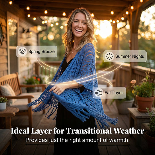 Women’s Oversized Knit Cardigan – Lightweight Crochet Tassel Kimono for Spring & Summer 🌸