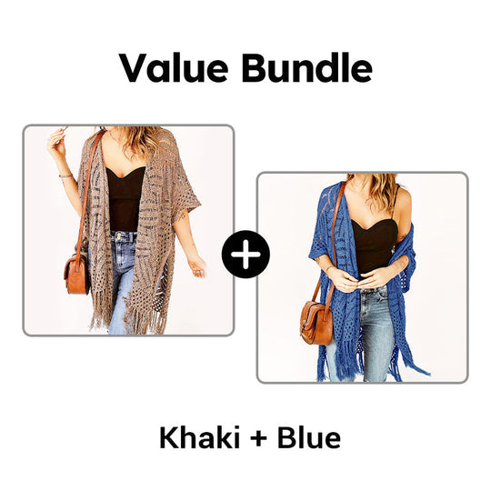 Women’s Oversized Knit Cardigan – Lightweight Crochet Tassel Kimono for Spring & Summer 🌸