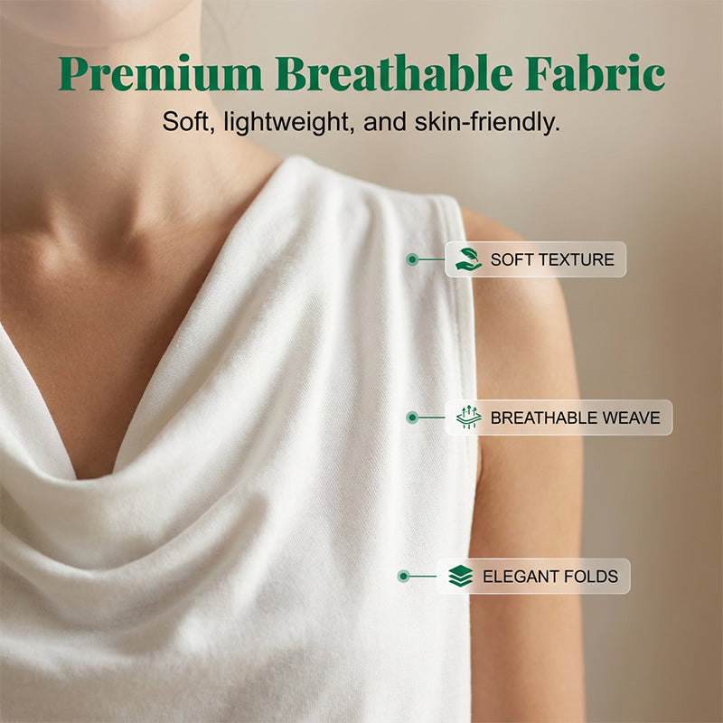 📢📢50% OFF !! ⏰ Elegant Slim Fit Cowl Neck Dress – Sleeveless, Side Pockets, Versatile ✨
