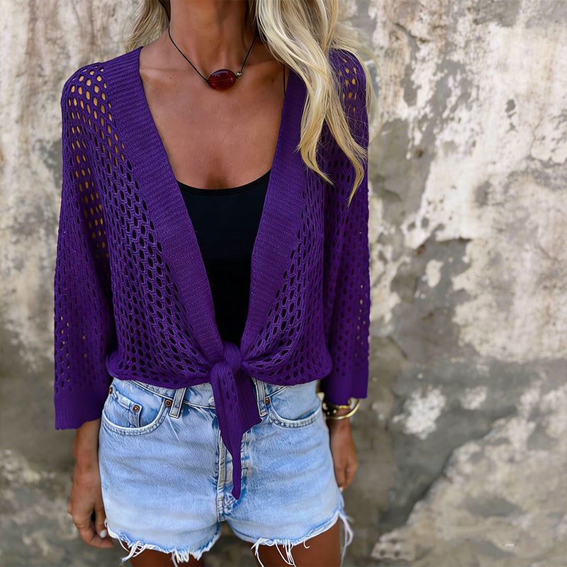 🎉 2026 Sale — Over 30,000 Sold! 💞 Women's Tie-Front Breathable Mesh Knit Top