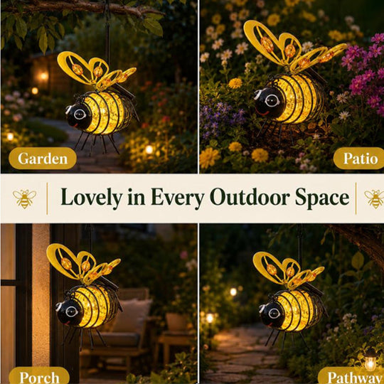 🐝Hanging Solar Bee Light – Warm Amber Glow, Flicker-Free, Perfect for Garden Parties, Camping, or Kids’ Rooms🌞