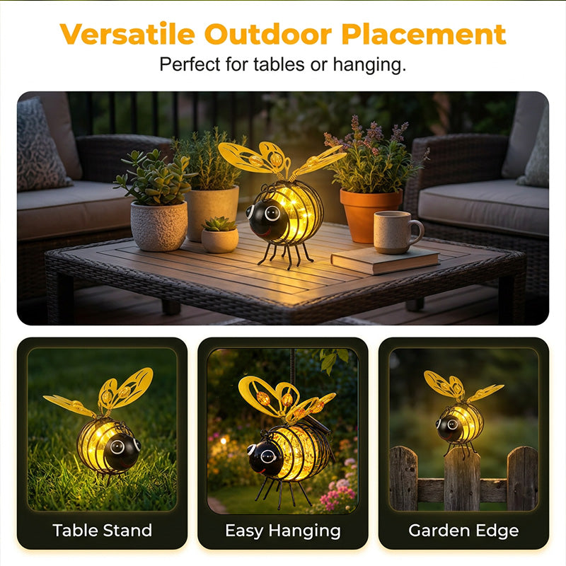🐝Hanging Solar Bee Light – Warm Amber Glow, Flicker-Free, Perfect for Garden Parties, Camping, or Kids’ Rooms🌞
