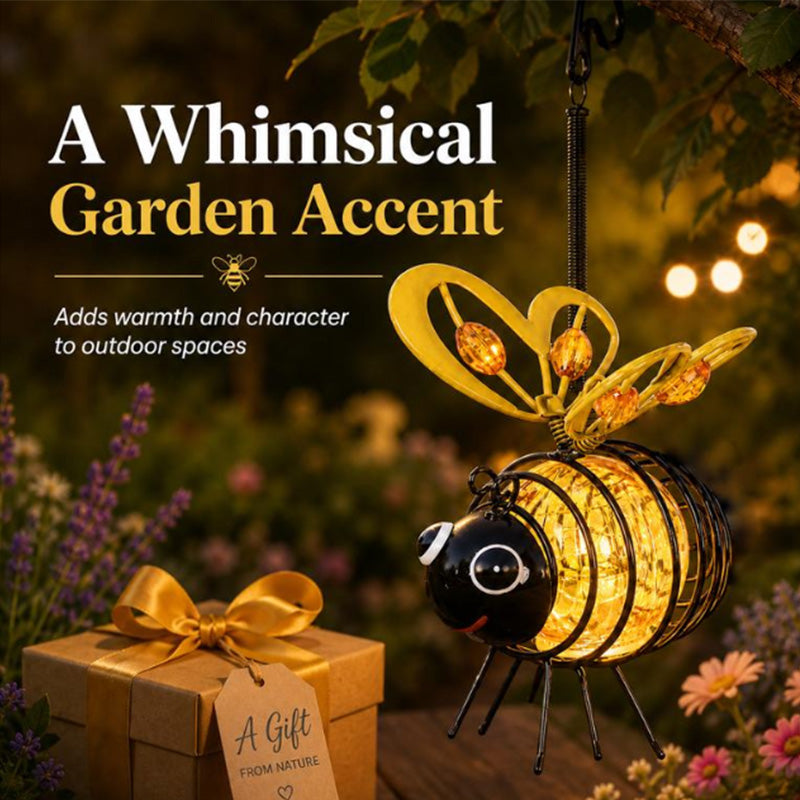 🐝Hanging Solar Bee Light – Warm Amber Glow, Flicker-Free, Perfect for Garden Parties, Camping, or Kids’ Rooms🌞