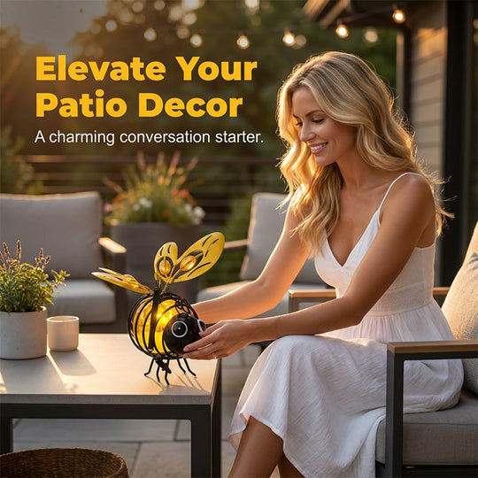 🐝Hanging Solar Bee Light – Warm Amber Glow, Flicker-Free, Perfect for Garden Parties, Camping, or Kids’ Rooms🌞