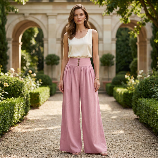 👖 LIMITED-TIME 50% OFF! ✨ Women's High-Waist Pleated Wide-Leg Pants – Flowing Cut, Side Pockets, Versatile 🌿