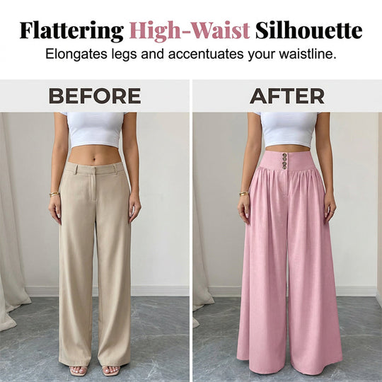 👖 LIMITED-TIME 50% OFF! ✨ Women's High-Waist Pleated Wide-Leg Pants – Flowing Cut, Side Pockets, Versatile 🌿