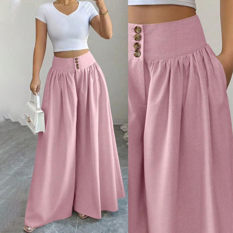 👖 LIMITED-TIME 50% OFF! ✨ Women's High-Waist Pleated Wide-Leg Pants – Flowing Cut, Side Pockets, Versatile 🌿