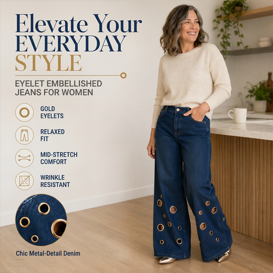 👖✨ Plus Size High Waist Stretch Straight Jeans – 50% OFF! Vintage wide leg, metal ring detail, button fly – all-season comfort for every body.