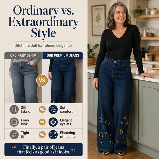 👖✨ Plus Size High Waist Stretch Straight Jeans – 50% OFF! Vintage wide leg, metal ring detail, button fly – all-season comfort for every body.