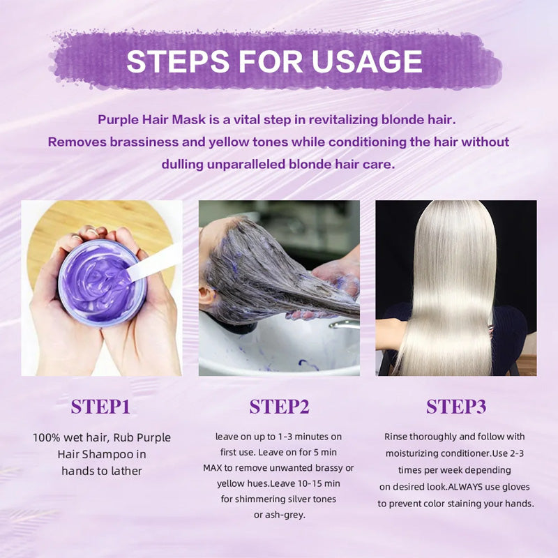 👱‍♀️Want to lighten your hair color?Your hair needs urgent care!Moisturizing Purple Hair Mask with Long-Lasting Scent