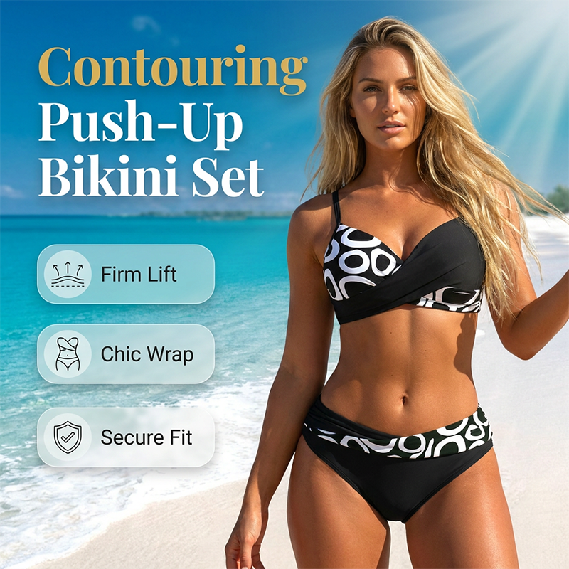 🎉 LIMITED TIME 50% OFF! 👙 Women's Push-Up Two-Piece Bikini Set – Criss-Cross Wrap Design & Premium Stretch Fabric 🌊