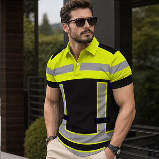 📢 LIMITED TIME 50% OFF! 👕 Men's High Visibility Reflective Short Sleeve Shirt – Neon Blocks & Athletic Fit Cut ⏰