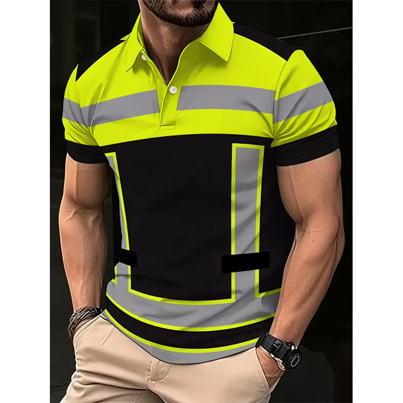 📢 LIMITED TIME 50% OFF! 👕 Men's High Visibility Reflective Short Sleeve Shirt – Neon Blocks & Athletic Fit Cut ⏰