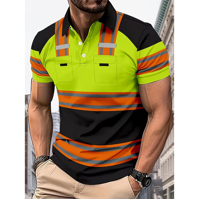 📢 LIMITED TIME 50% OFF! 👕 Men's High Visibility Reflective Short Sleeve Shirt – Neon Blocks & Athletic Fit Cut ⏰