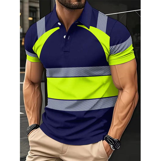 📢 LIMITED TIME 50% OFF! 👕 Men's High Visibility Reflective Short Sleeve Shirt – Neon Blocks & Athletic Fit Cut ⏰