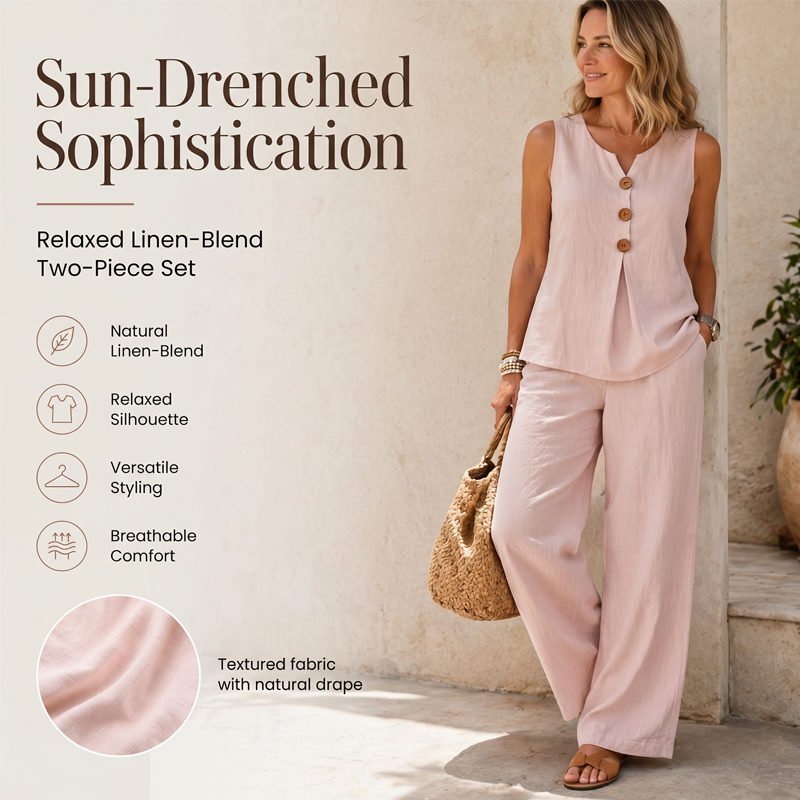 💗LAST DAY SALE 50% OFF-SPECIAL PRICE $29.99!!⚡50K+ SOLD💕Women's Sleeveless Button Top and Loose Pants Set
