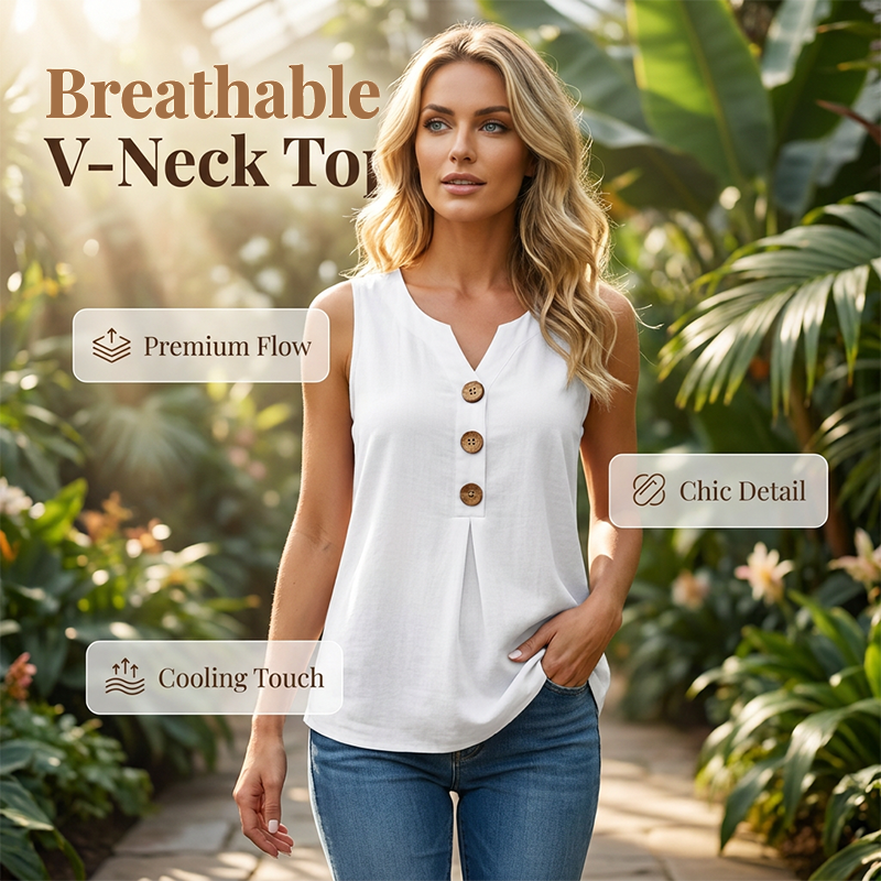 👚❄️Summer cool-down deal!!⚡50K+ SOLD!❄️Women's V-Neck Sleeveless Cotton Linen Vest