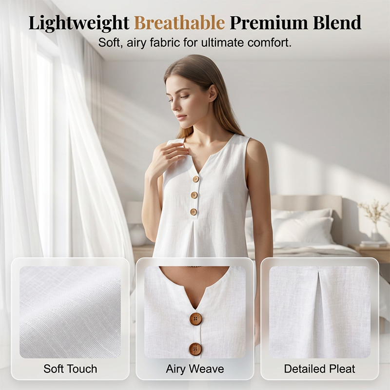 👚❄️Summer cool-down deal!!⚡50K+ SOLD!❄️Women's V-Neck Sleeveless Cotton Linen Vest