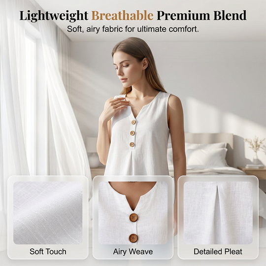 👚❄️Summer cool-down deal!!⚡50K+ SOLD!❄️Women's V-Neck Sleeveless Cotton Linen Vest