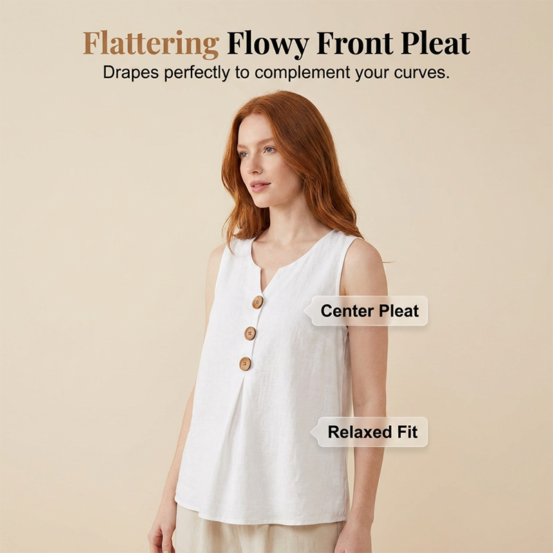 👚❄️Summer cool-down deal!!⚡50K+ SOLD!❄️Women's V-Neck Sleeveless Cotton Linen Vest