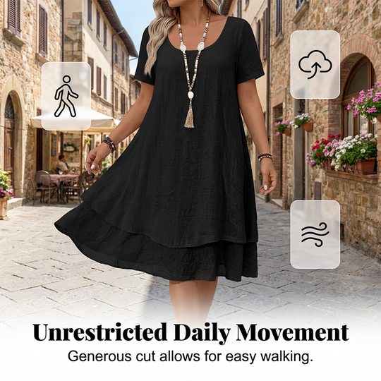 🌞❤️LAST DAY SALE 50% OFF⚡50K+ SOLD💕👗Loose Fit Short Sleeve Dress｜Women Casual Breathable Summer Sundress🏖️