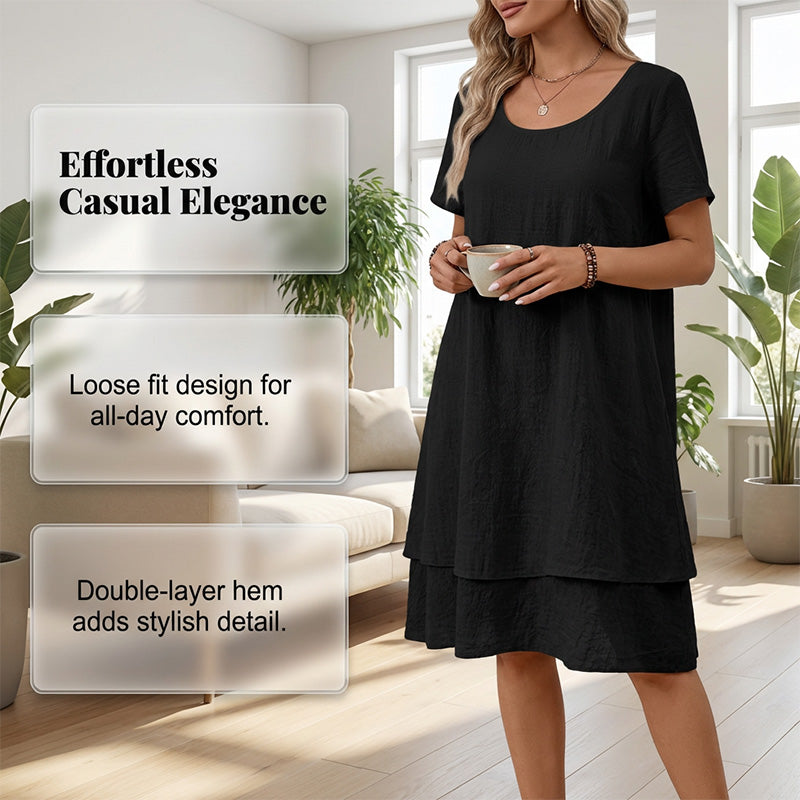 🌞❤️LAST DAY SALE 50% OFF⚡50K+ SOLD💕👗Loose Fit Short Sleeve Dress｜Women Casual Breathable Summer Sundress🏖️