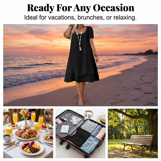 🌞❤️LAST DAY SALE 50% OFF⚡50K+ SOLD💕👗Loose Fit Short Sleeve Dress｜Women Casual Breathable Summer Sundress🏖️