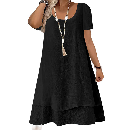🌞❤️LAST DAY SALE 50% OFF⚡50K+ SOLD💕👗Loose Fit Short Sleeve Dress｜Women Casual Breathable Summer Sundress🏖️