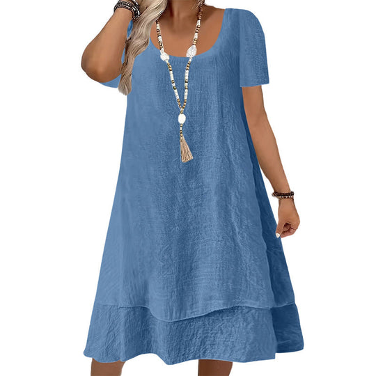 🌞❤️LAST DAY SALE 50% OFF⚡50K+ SOLD💕👗Loose Fit Short Sleeve Dress｜Women Casual Breathable Summer Sundress🏖️