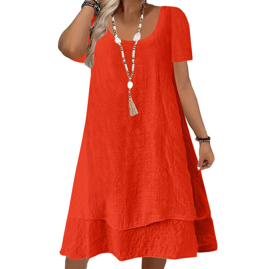 🌞❤️LAST DAY SALE 50% OFF⚡50K+ SOLD💕👗Loose Fit Short Sleeve Dress｜Women Casual Breathable Summer Sundress🏖️