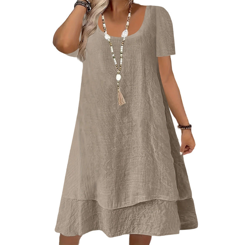 🌞❤️LAST DAY SALE 50% OFF⚡50K+ SOLD💕👗Loose Fit Short Sleeve Dress｜Women Casual Breathable Summer Sundress🏖️