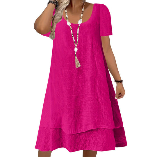 🌞❤️LAST DAY SALE 50% OFF⚡50K+ SOLD💕👗Loose Fit Short Sleeve Dress｜Women Casual Breathable Summer Sundress🏖️