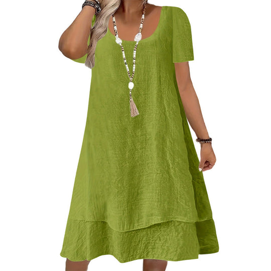 🌞❤️LAST DAY SALE 50% OFF⚡50K+ SOLD💕👗Loose Fit Short Sleeve Dress｜Women Casual Breathable Summer Sundress🏖️