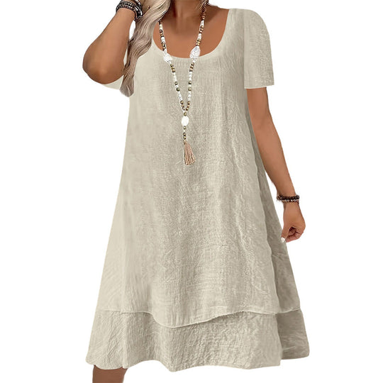 🌞❤️LAST DAY SALE 50% OFF⚡50K+ SOLD💕👗Loose Fit Short Sleeve Dress｜Women Casual Breathable Summer Sundress🏖️
