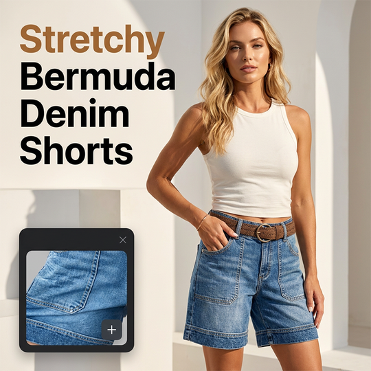 🎉 LIMITED TIME 50% OFF& FREE SHIPPING✈️! 🍦 Viral Bermuda Denim Shorts – Thigh-Covering Confidence & Stretchy Mid-Rise Fit ✨