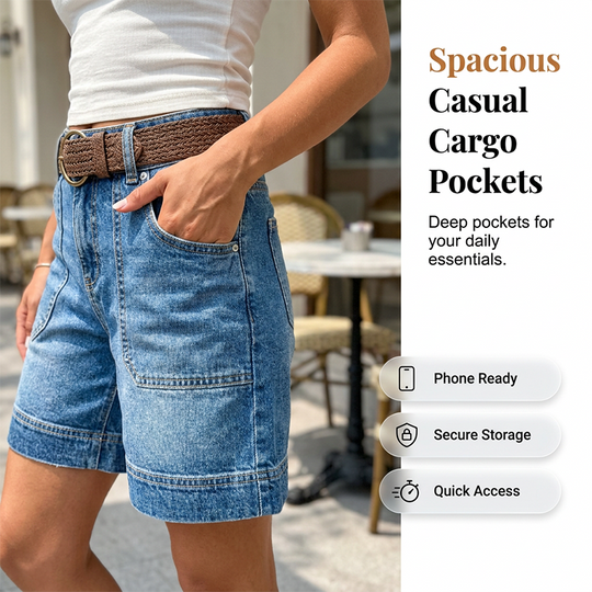 🩳New arrival 50% OFF💐 Viral Bermuda Denim Shorts – Thigh-Covering Confidence & Stretchy Mid-Rise Fit ✨