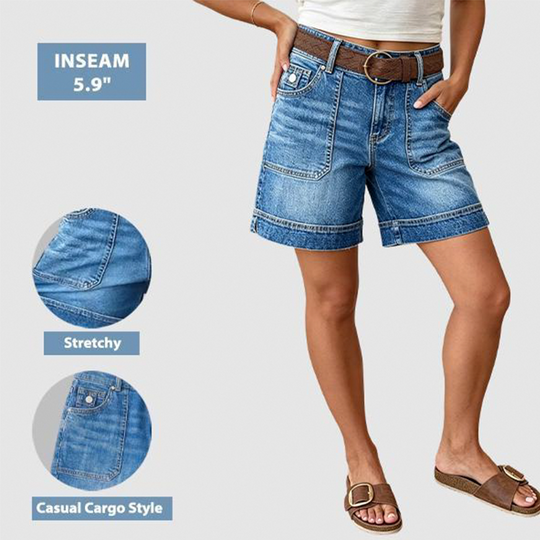 🎉 LIMITED TIME 50% OFF& FREE SHIPPING✈️! 🍦 Viral Bermuda Denim Shorts – Thigh-Covering Confidence & Stretchy Mid-Rise Fit ✨