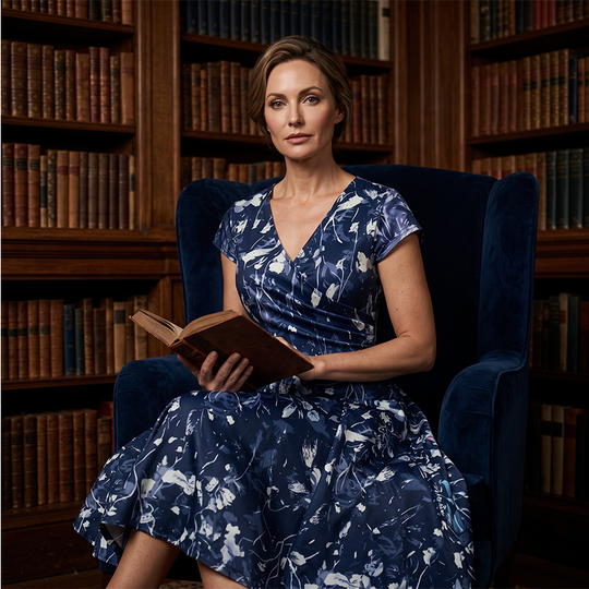 Women's Elegant Printed Dress with Pockets