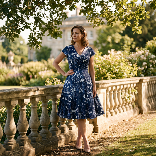 Women's Elegant Printed Dress with Pockets