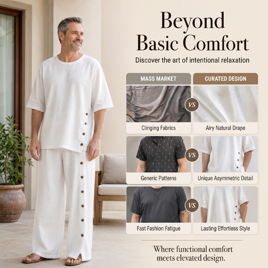 Men's Casual Linen Shirt & Pants 2-Piece Set