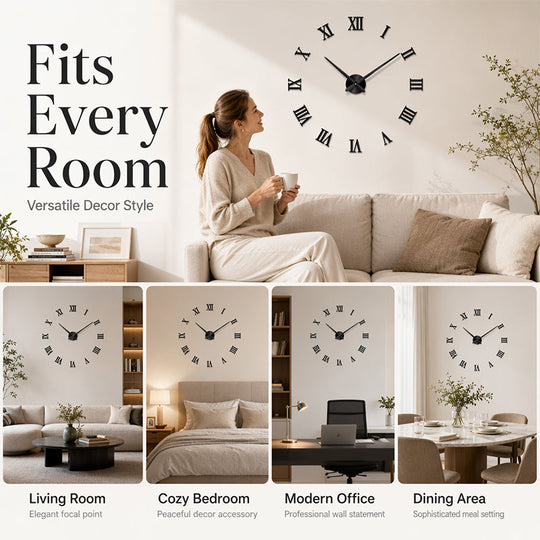 3D DIY Large Roman Numeral Wall Clock