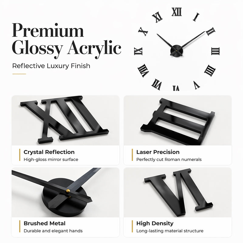 3D DIY Large Roman Numeral Wall Clock