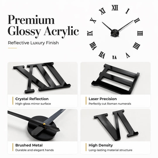 3D DIY Large Roman Numeral Wall Clock